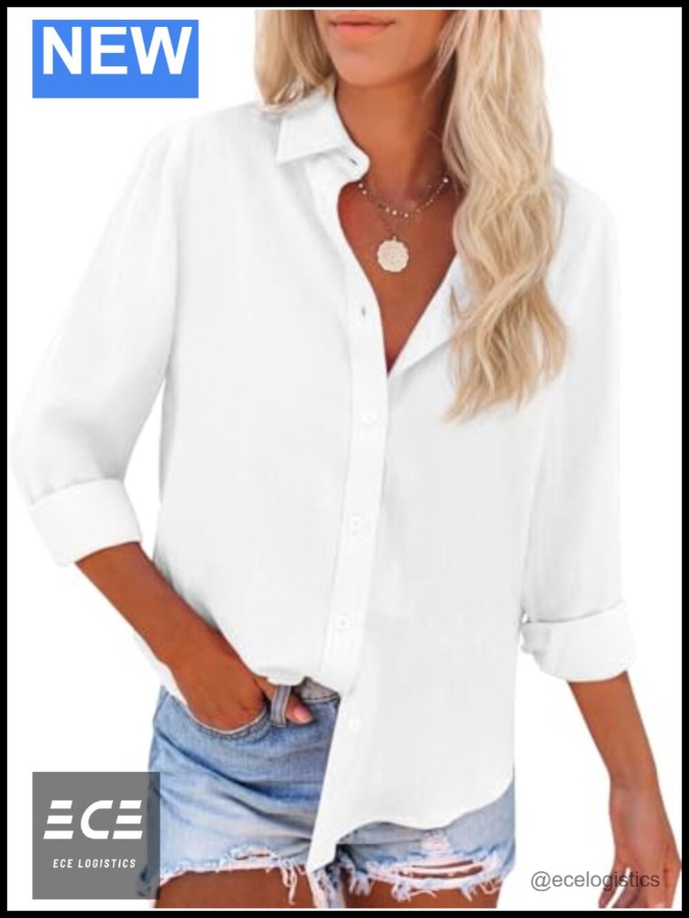 Cotton Oxford Button Down Shirt Long Sleeve Womens Blouse